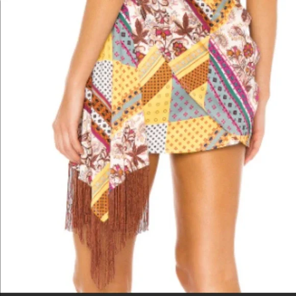 House of Harlow 1960 x Revolve Caterina Skirt in Patchwork Multi NWT - Picture 5 of 10